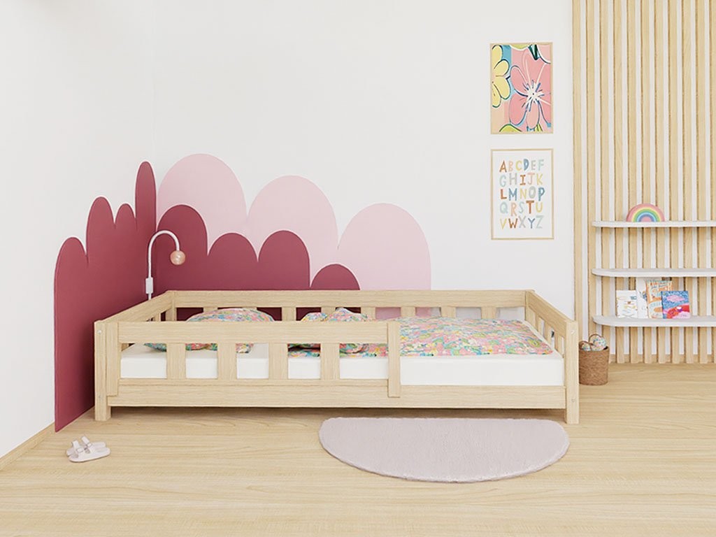 PLOTTY Single Bed with Front Safety Rail – 90 cm Wide