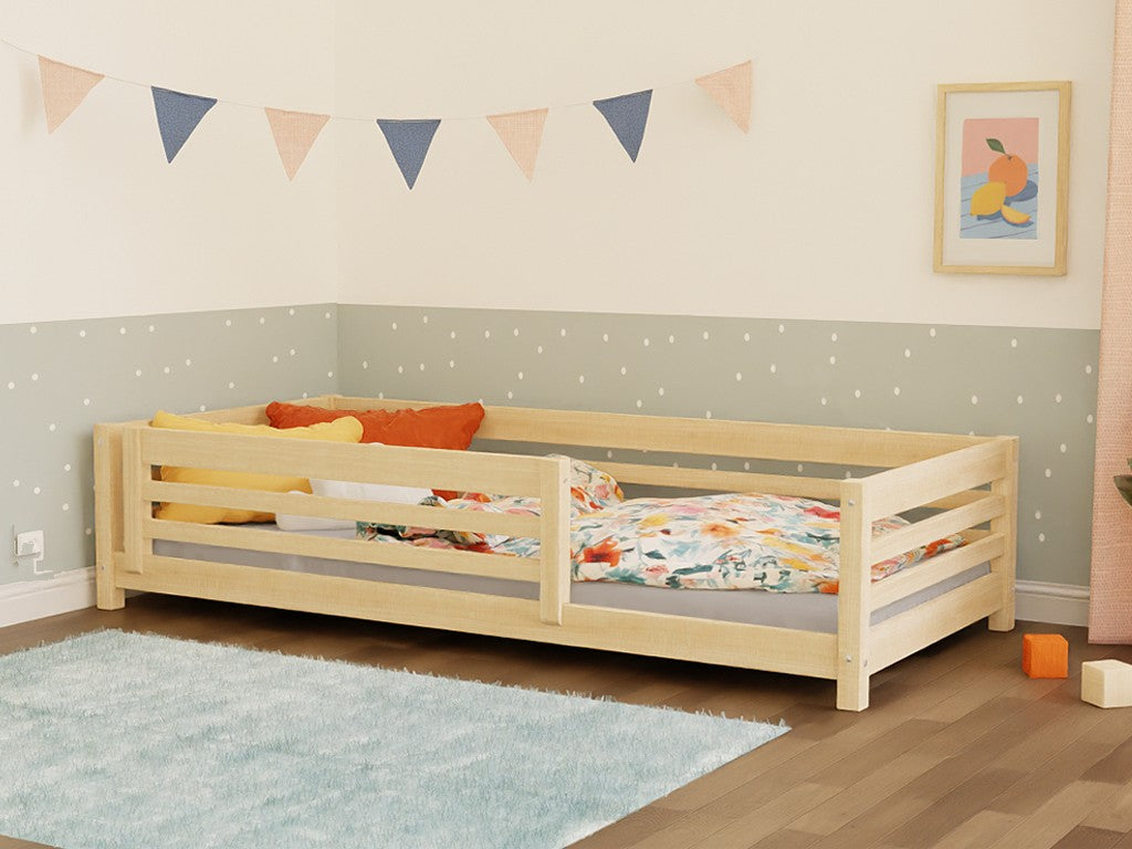 TULY Low Wooden Bed with Safety Rail – 90 cm Wide
