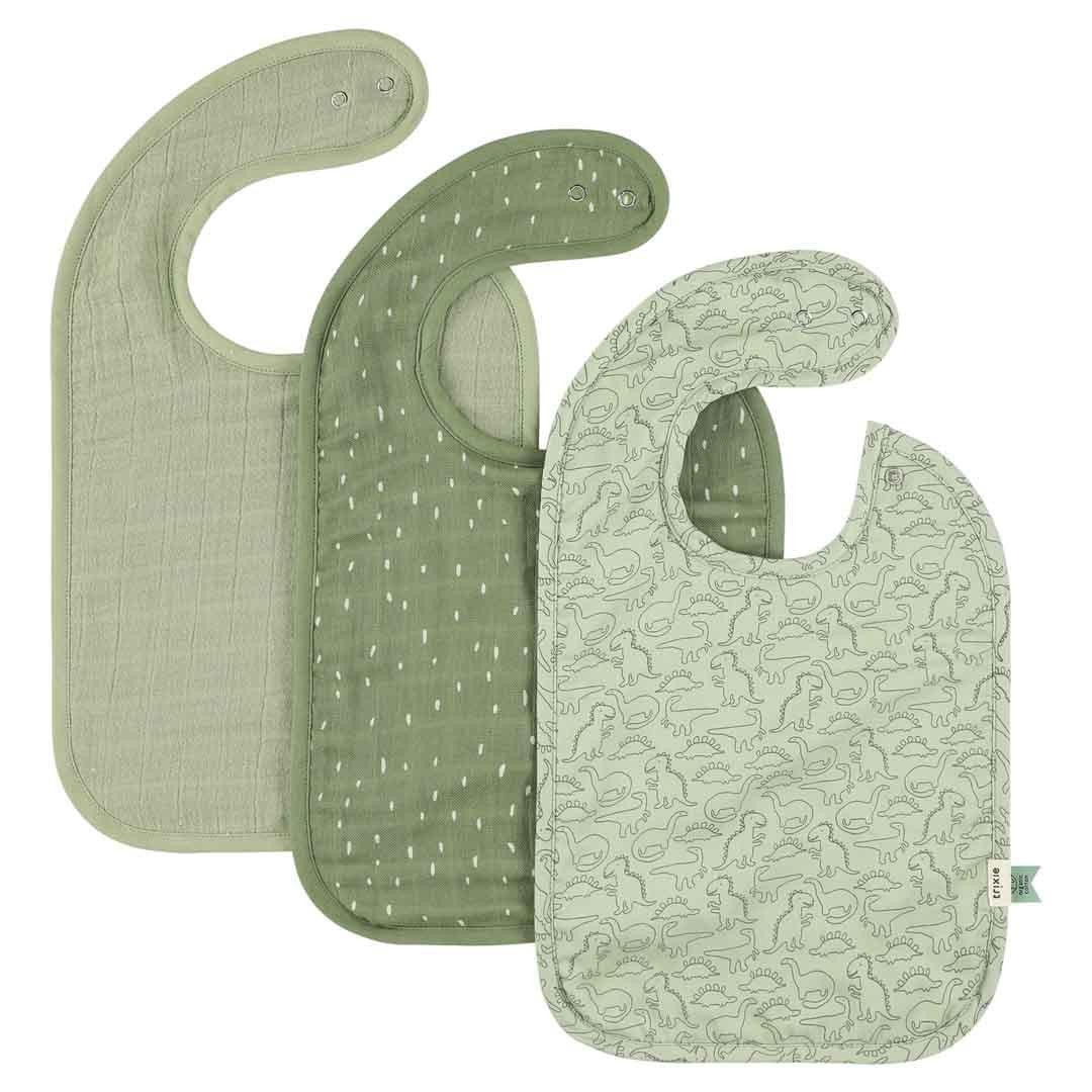 Baby-Lätzchen 3er-Set Daring Dino – Musselin Lätzchen aus Bio-Baumwolle – Produktbild 1