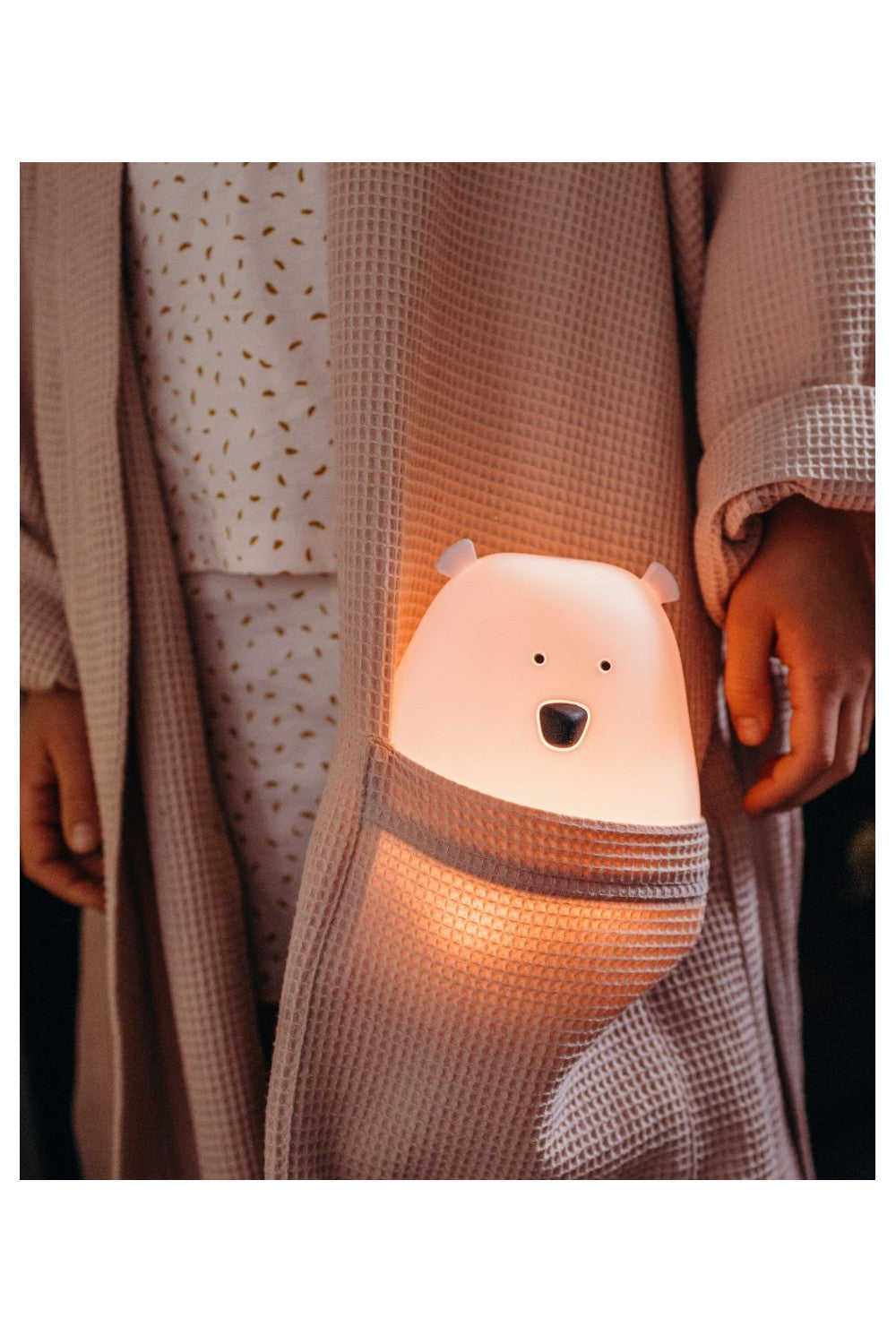 Rabbit & Friends Großer Bär Nachtlicht Rosa – dimmbare LED-Lampe aus Silikon mit Fernbedienung
