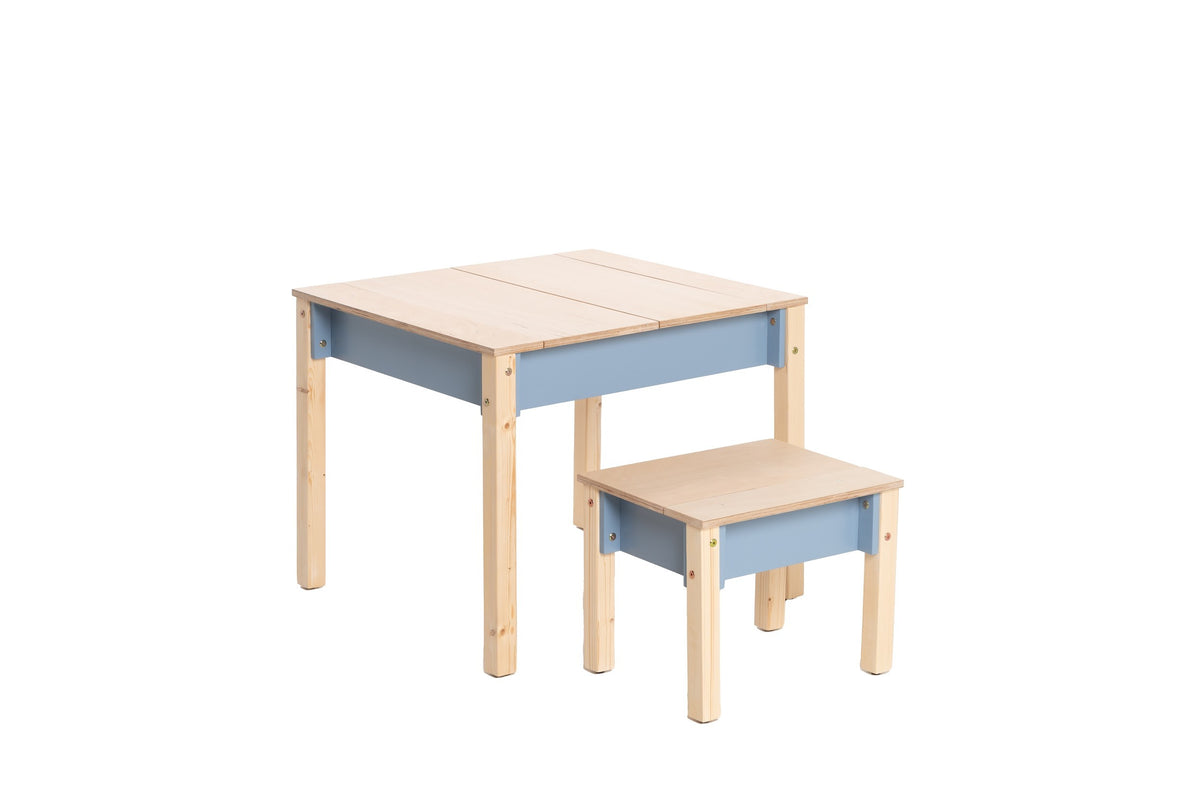 Kindertisch und Stuhl mit Stauraum – Produktbild 1