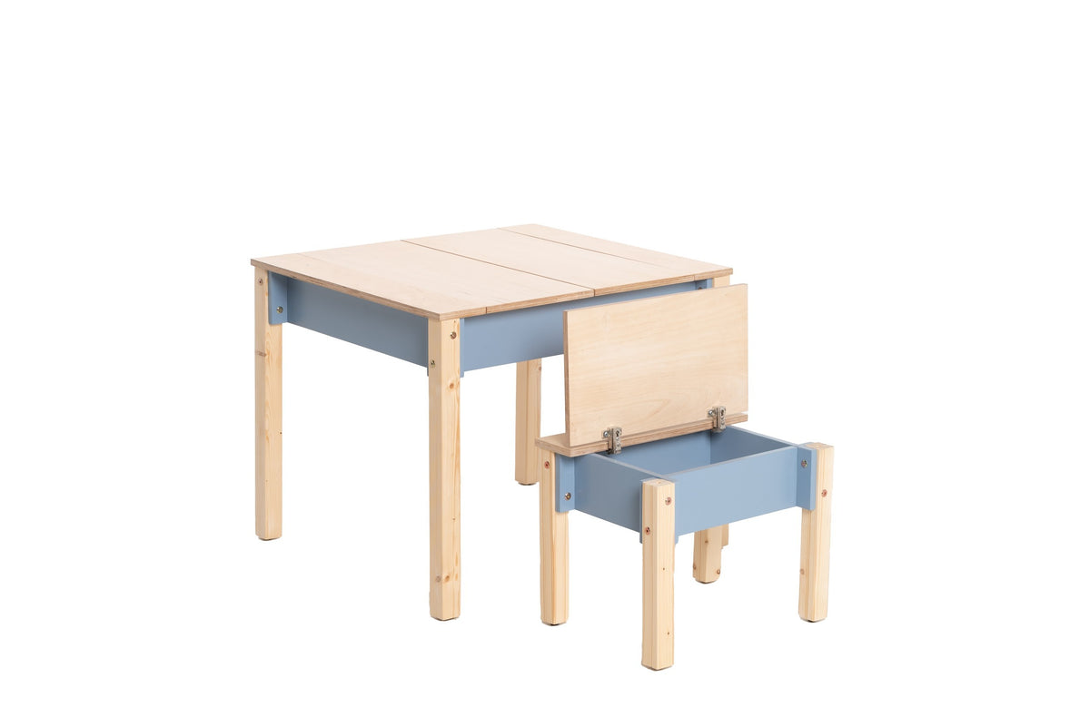 Kindertisch und Stuhl mit Stauraum – Produktbild 4