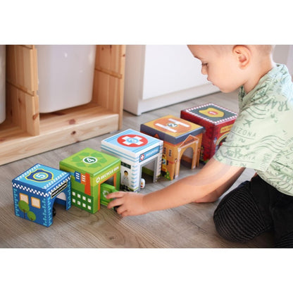 City Vehicles in Boxes Puzzle Cubes