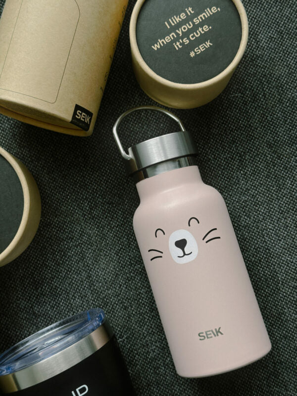 Thermo-Trinkflasche Katze 350 ml – auslaufsichere Edelstahlflasche BPA-frei – Produktbild 1
