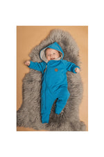 Cotton-Lined Merino Wool Baby Overall – Bright Blue