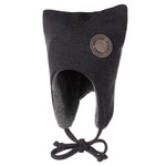 Dark Grey Merino Wool Tie-Up Baby Hat