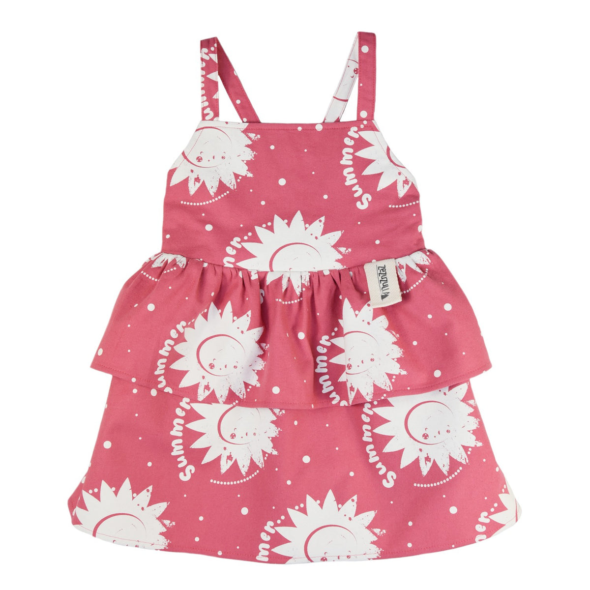 Kinder-Sommerkleid Sunshine – Baumwollkleid mit Sonnen-Print und verstellbaren Trägern – Produktbild 1