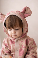 Jumpsuit mit Ohren für Babys & Kinder – Beige mit Zitronen Overall mit Kapuze und Ohren