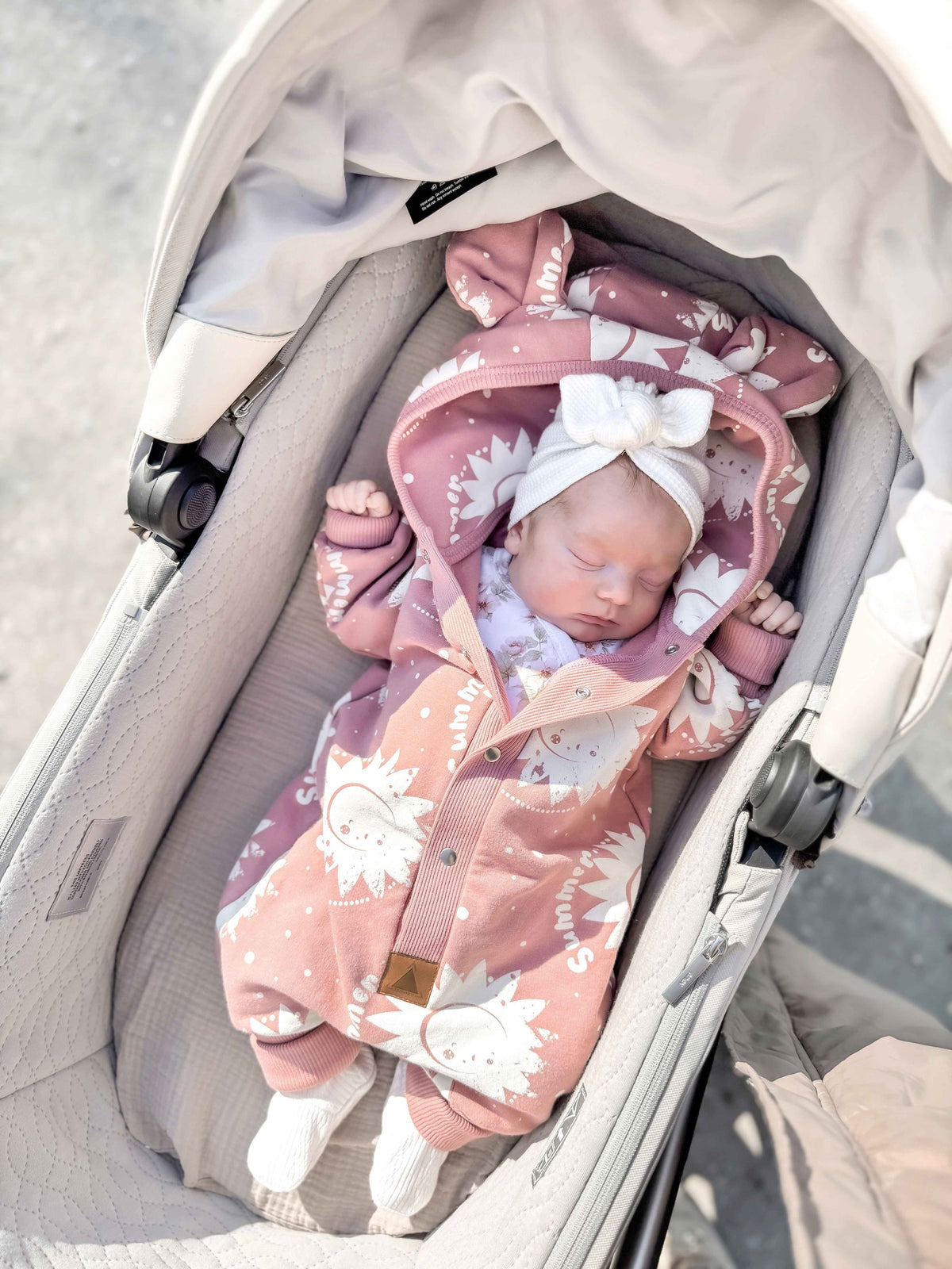 Overall mit Ohren für Babys und Kinder – rosa Sonnen – Produktbild 1