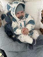 Jumpsuit mit Ohren für Babys & Kinder – Ecru mit Sonnen Overall mit Kapuze und Ohren