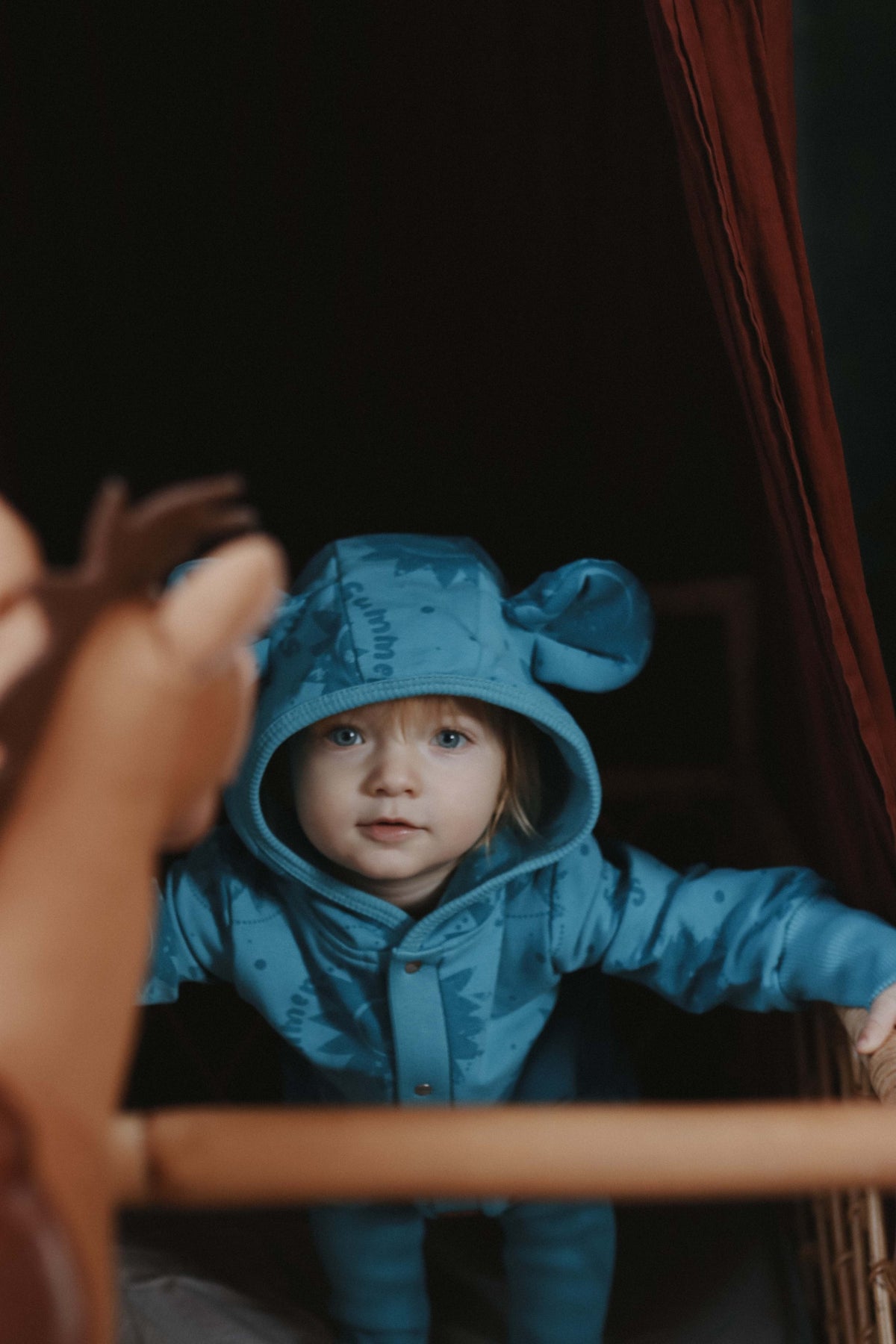 Jumpsuit mit Ohren für Babys & Kinder – blaue Sonnen Overall mit Kapuze und Ohren