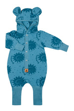 Jumpsuit mit Ohren für Babys & Kinder – blaue Sonnen Overall mit Kapuze und Ohren