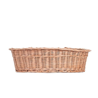 Esmira Natural Wicker Dog Bed With Brown Dot Cushion, 75x57 cm