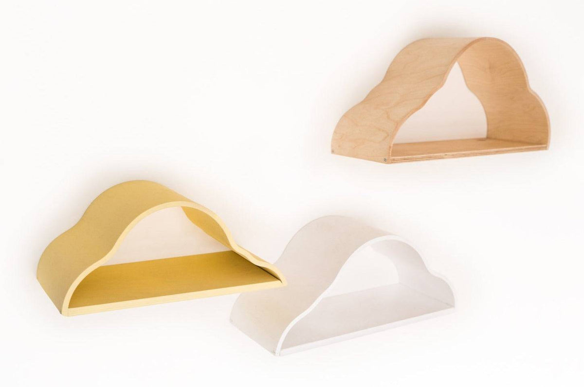 Wolkenregale 3er Set fürs Kinderzimmer – Schwebende Wandregale aus Holz – Produktbild 3