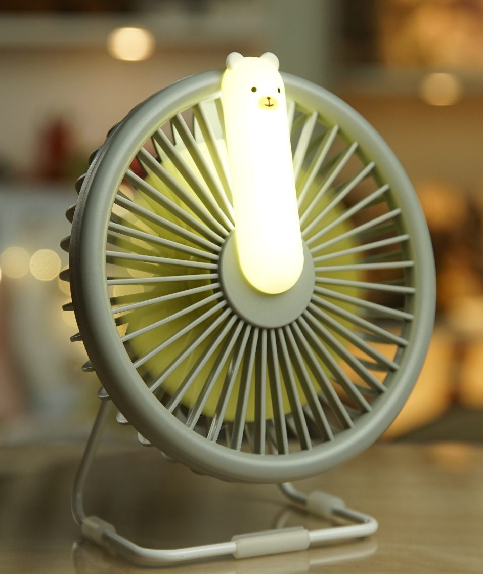 Kinderlampe Kleiner Bär mit Ventilator – Grau – Produktbild 1