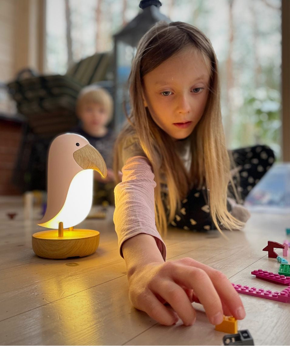 Kinderlampe mit Lautsprecher – rosa Vogel – Produktbild 3