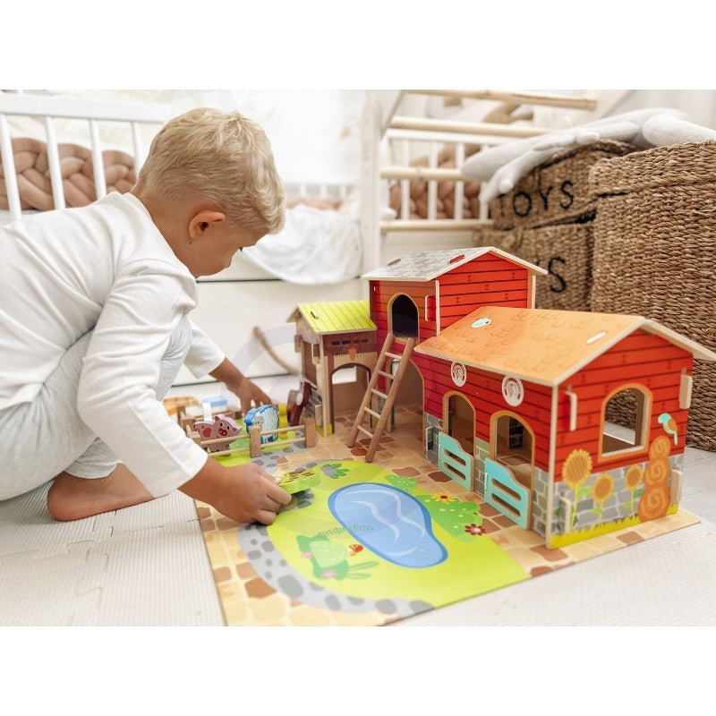 Montessori Bauernhof Spielzeug aus Holz – 18-teiliges Holzbauernhof Set FSC – Produktbild 1
