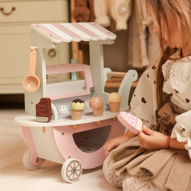 Wooden Ice Cream Shop With Cart