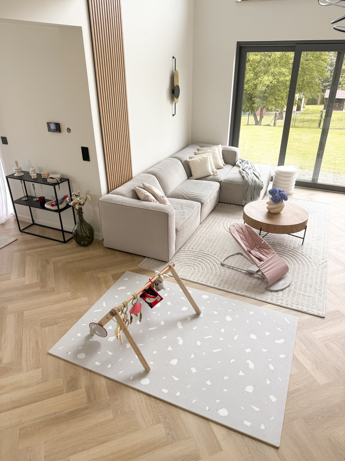 Schaumstoff-Puzzlematte Terrazzo Lavendel – Baby-Spielmatte aus EVA 120 x 180 cm
