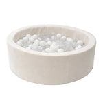 Rundes Schaumstoff-Bällebad 90x30 cm Kuhmuster Beige – Bällepool inkl. 200 Bällen