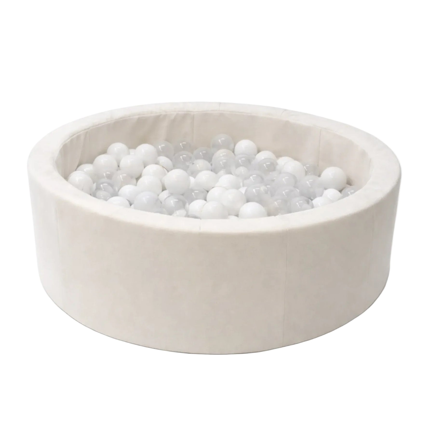 Rundes Schaumstoff-Bällebad 90x30 cm Kuhmuster Beige – Bällepool inkl. 200 Bällen