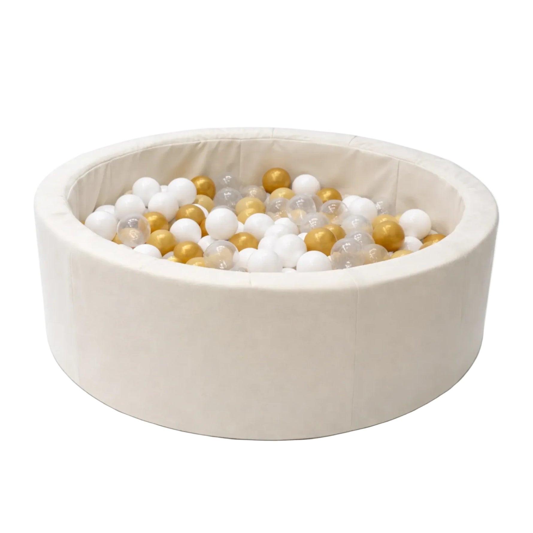 Rundes Schaumstoff-Bällebad 90x30 cm Kuhmuster – beiger Bällepool inkl. 200 Bällen – Produktbild 1
