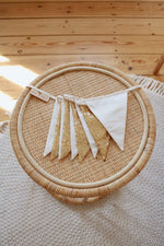 Pailletten-Girlande Gold und Beige – Dekogirlande aus OEKO-TEX Baumwolle fürs Kinderzimmer
