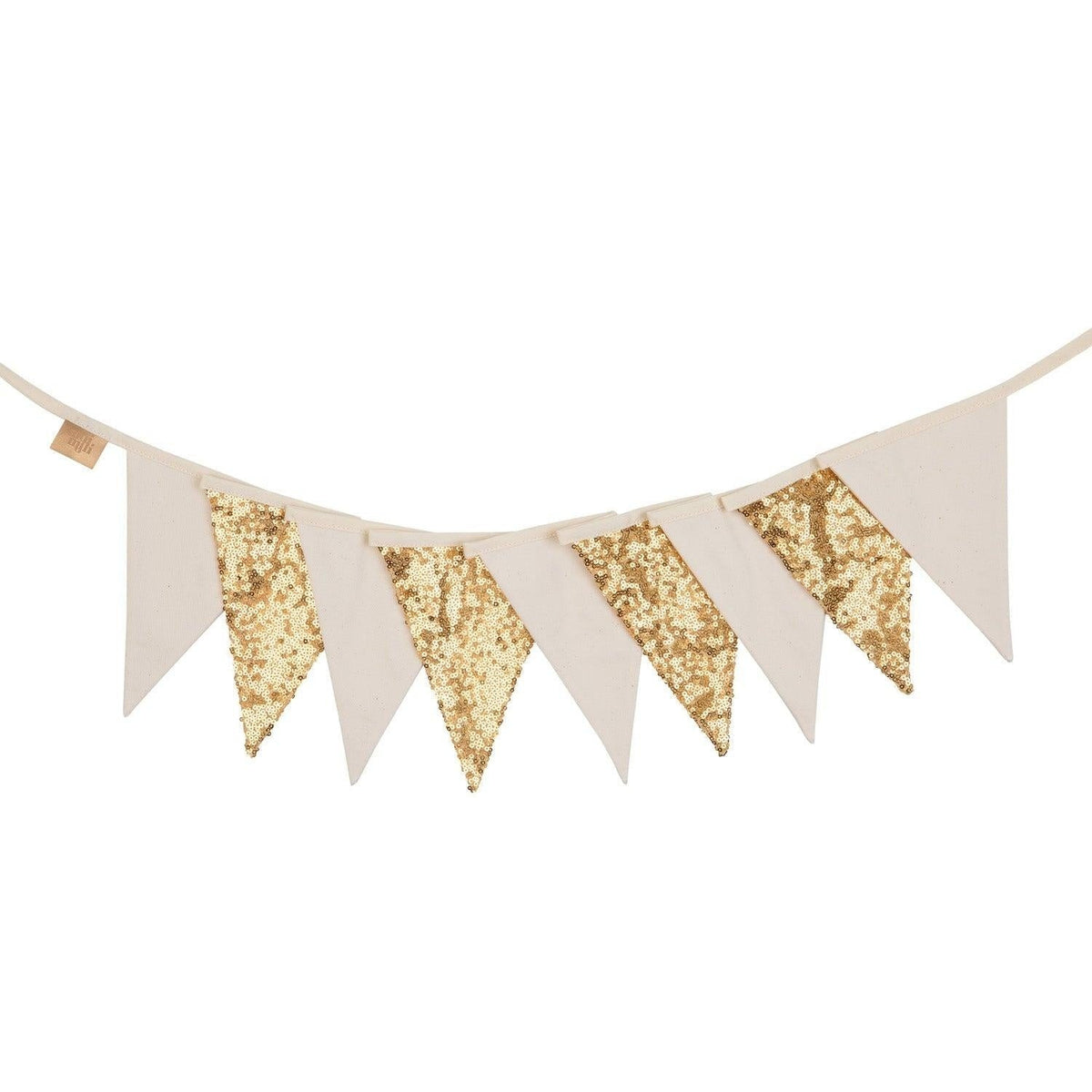 Pailletten-Girlande Gold und Beige – Dekogirlande aus OEKO-TEX Baumwolle fürs Kinderzimmer