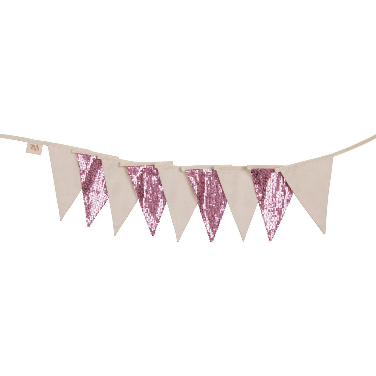 Pailletten-Girlande Rosa und Beige – Dekogirlande aus OEKO-TEX Baumwolle fürs Kinderzimmer