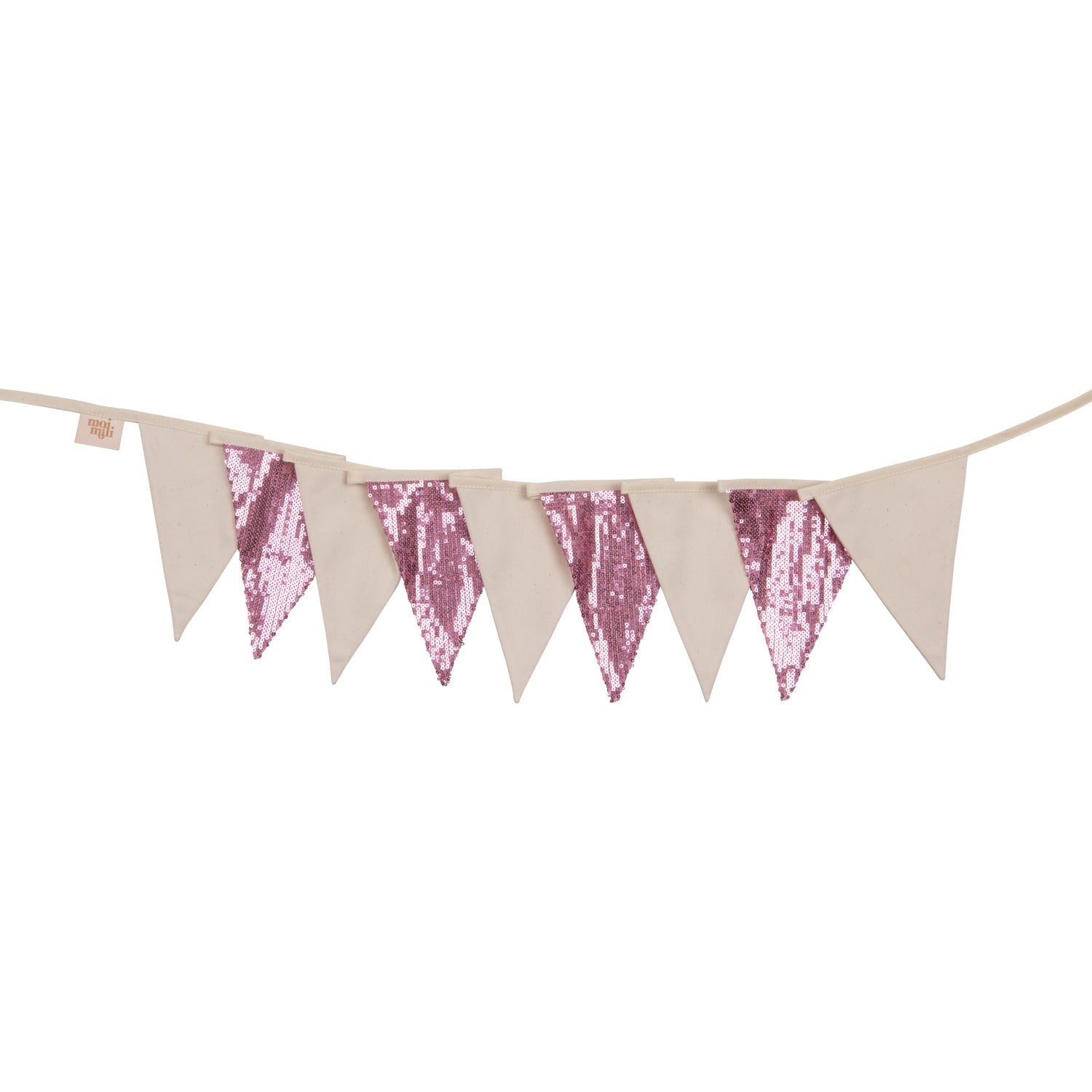 Pailletten-Girlande Rosa und Beige – Dekogirlande aus OEKO-TEX Baumwolle fürs Kinderzimmer