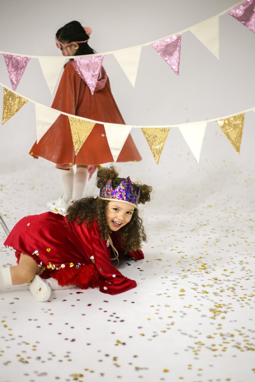 Pailletten-Girlande Rosa und Beige – Dekogirlande aus OEKO-TEX Baumwolle fürs Kinderzimmer