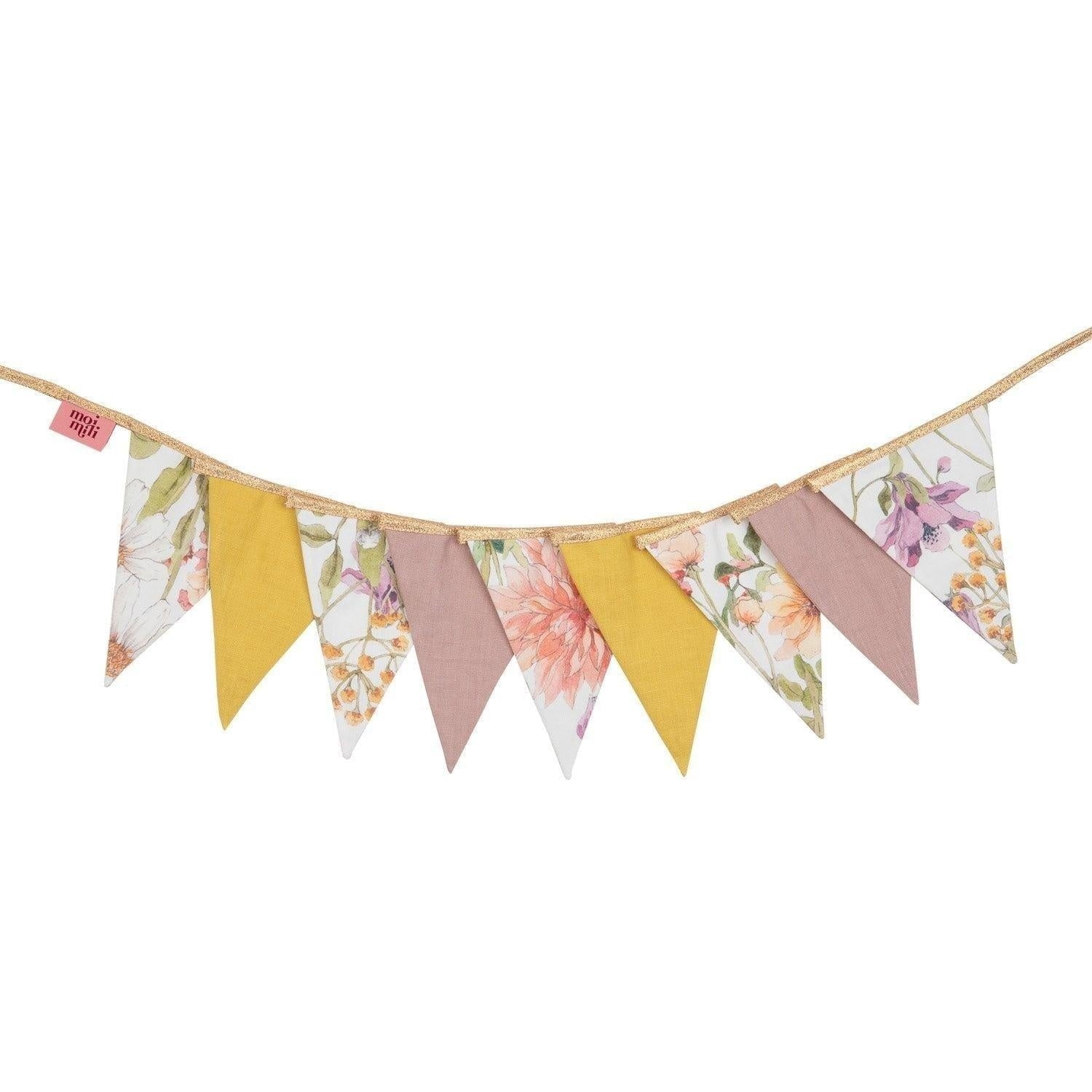 Girlande Wildblumen – Kinderzimmer-Girlande aus OEKO-TEX Baumwolle & Leinen