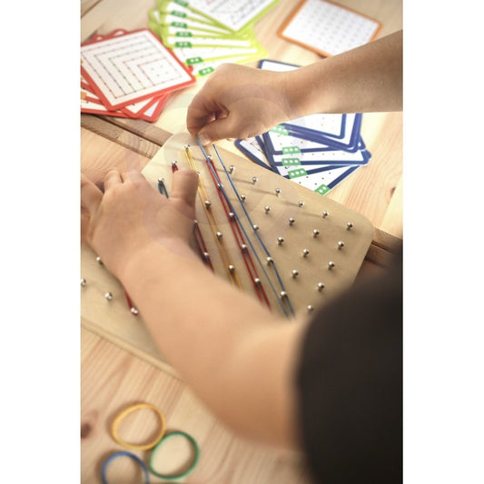 Geoplan on Rubber Bands Wooden Puzzle, 69 pcs