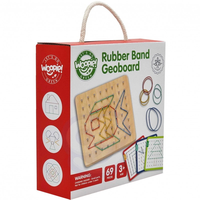 Montessori Geobrett aus Holz – Geoplan Lernspiel mit Gummibändern 69 Teile – Produktbild 4