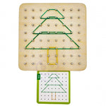 Montessori Geobrett aus Holz – Geoplan Lernspiel mit Gummibändern 69 Teile – Produktbild 2
