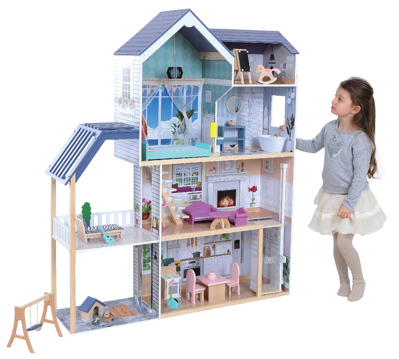 Puppenhaus Crystal aus Holz mit LED-Beleuchtung – Produktbild 4