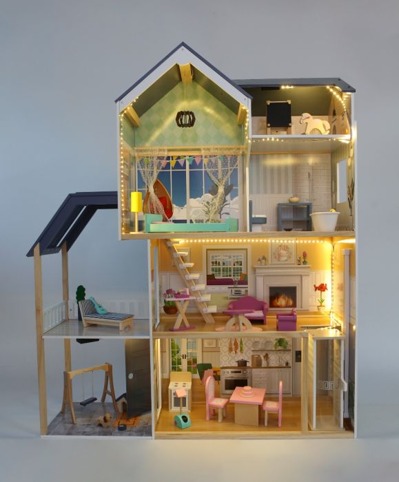 Puppenhaus Crystal aus Holz mit LED-Beleuchtung – Produktbild 2