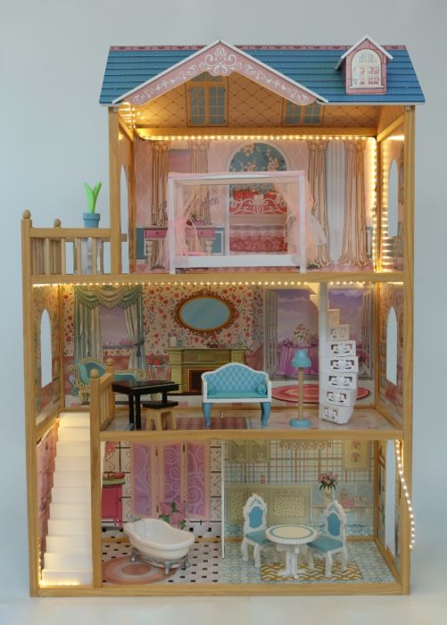 Puppenhaus Emily aus Holz mit LED-Beleuchtung – Produktbild 2