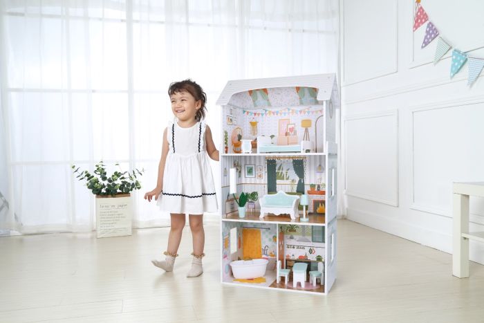 Puppenhaus Luna aus Holz mit LED-Beleuchtung – Produktbild 1