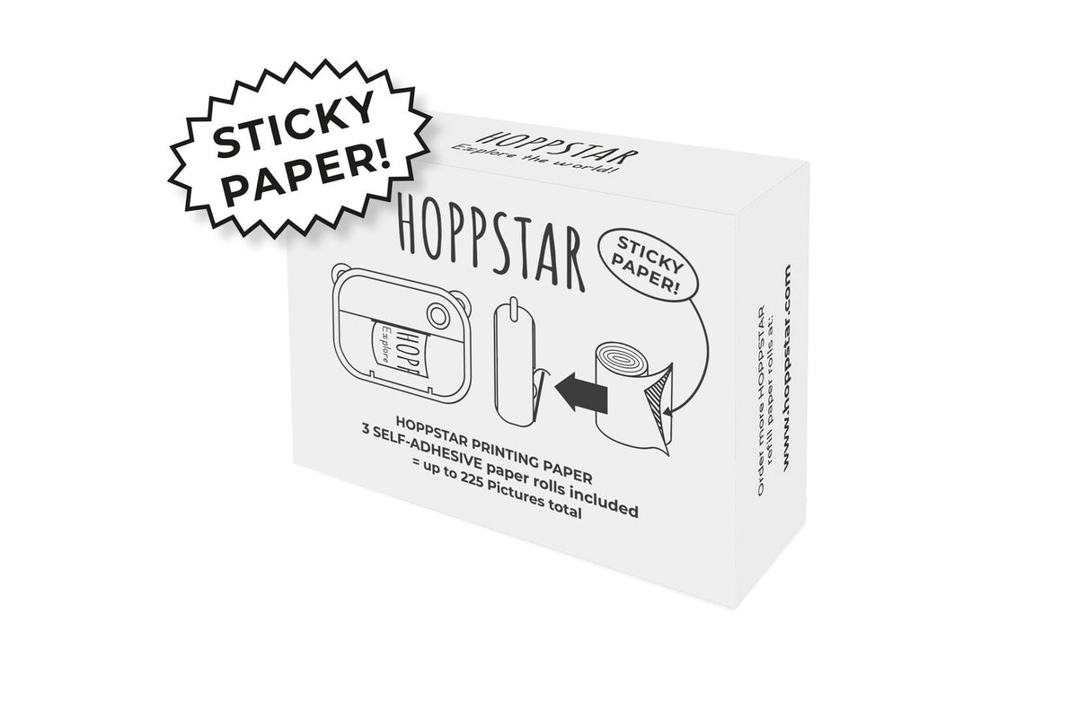 Hoppstar Nachfüllpapier selbstklebend Weiß – 3 Thermopapier Rollen für Artist Kamera – Produktbild 2