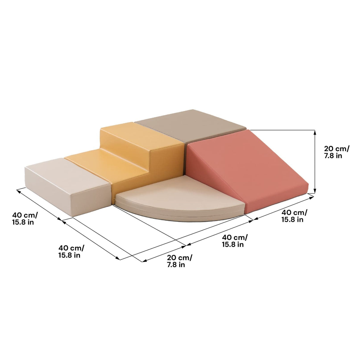 Softplay-Schaumstoffbausteine, 5-teilig – Corner Climber in Pastellrosa – Produktbild 3
