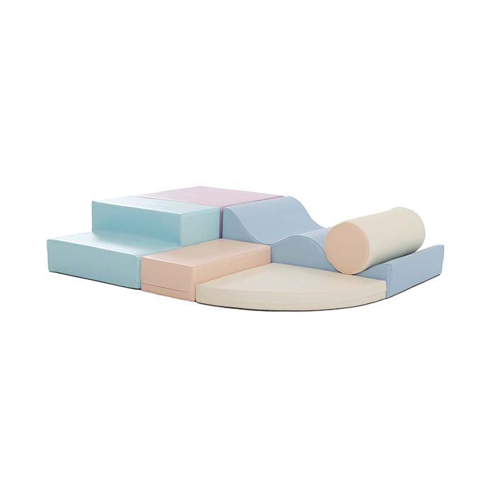 Softplay-Schaumstoffbausteine, 6-teilig – Explorer in hellen Pastellfarben – Produktbild 1