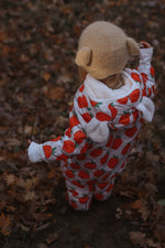 Winter-Jumpsuit Erdbeeren – Wasserdichter Kinder-Overall mit warmem Teddyfutter