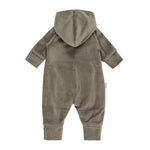 Khaki Green Velvet Baby Overall with Merino Wool Lining
