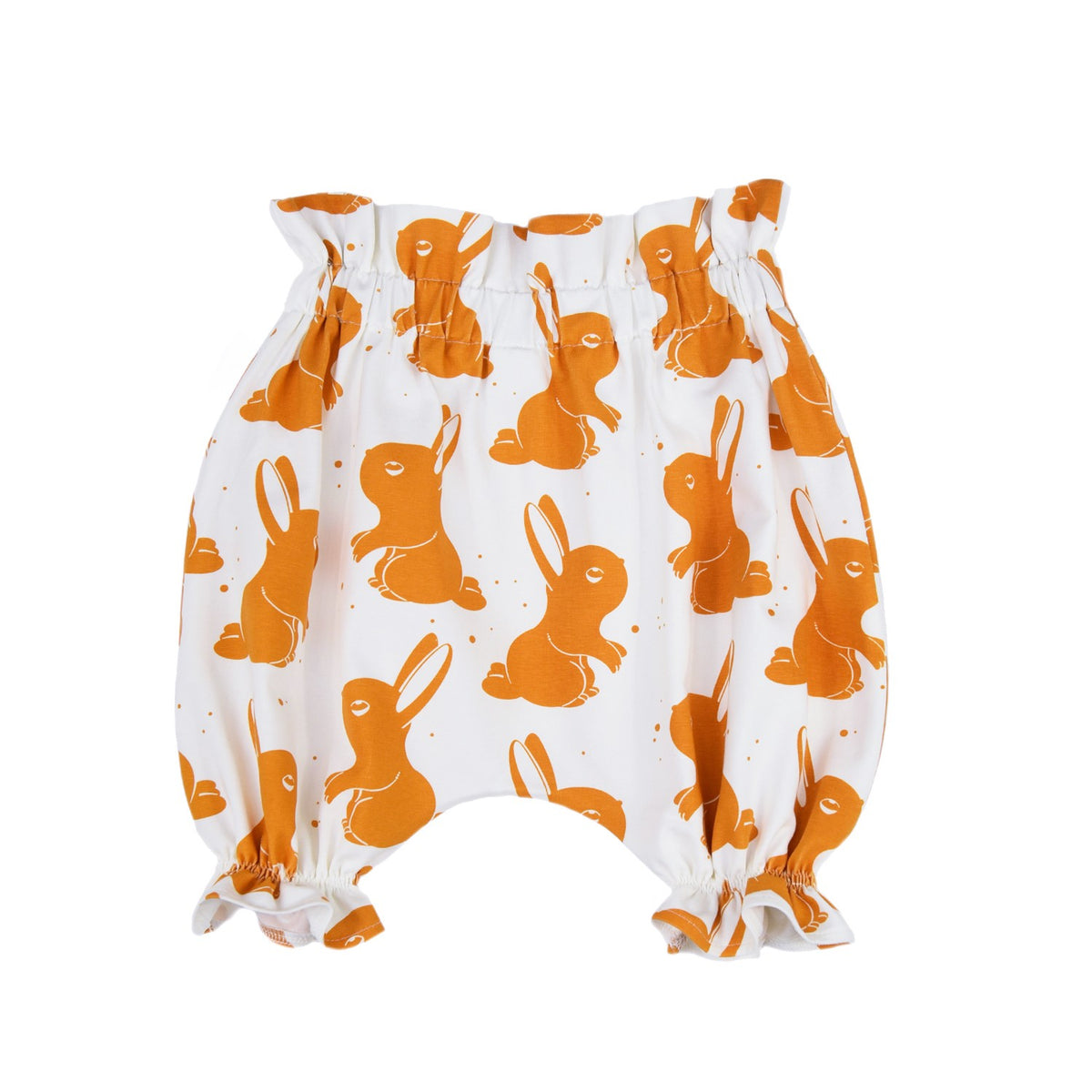 Baby-Bloomer Rabbits aus Baumwolle – Luftige Pumphose mit Hasen-Muster & Rüschen – Produktbild 1