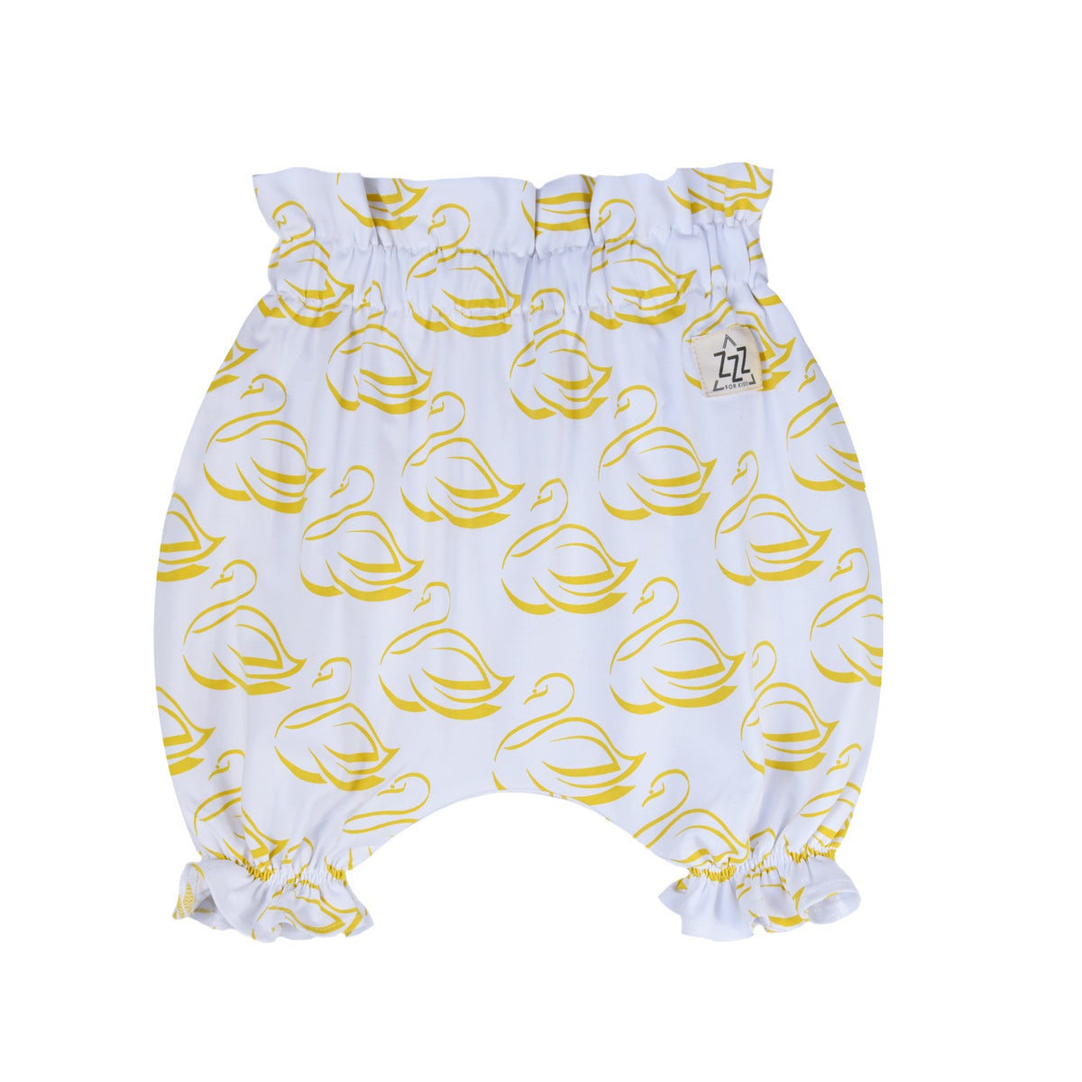 Baby-Bloomer Swans aus Baumwolle – Luftige Pumphose mit Schwan-Muster & Rüschen – Produktbild 1