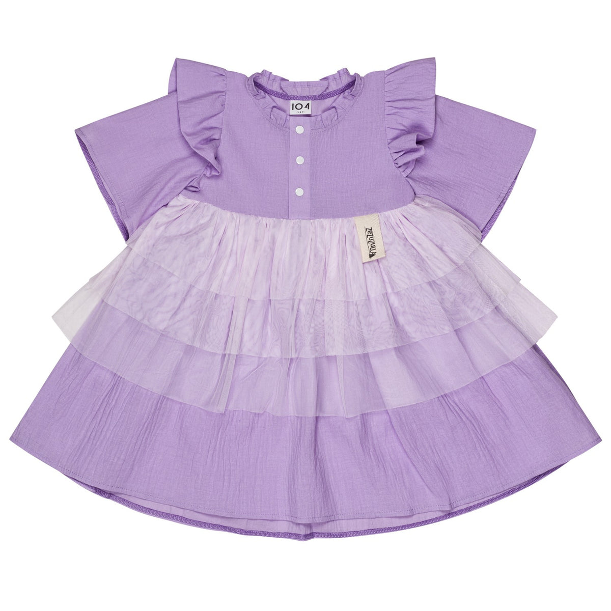 Musselin-Kinderkleid Sisi Flieder – Sommerkleid aus Baumwolle mit Rüschenärmeln