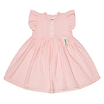 Musselin-Kinderkleid Sisi Peach – Sommerkleid aus Baumwolle mit Rüschenärmeln – Produktbild 1