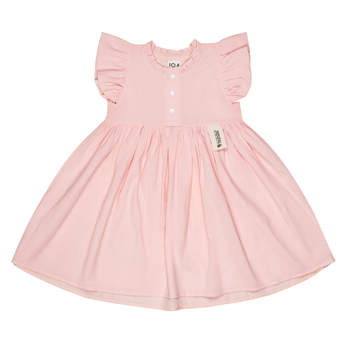 Musselin-Kinderkleid Sisi Peach – Sommerkleid aus Baumwolle mit Rüschenärmeln – Produktbild 1