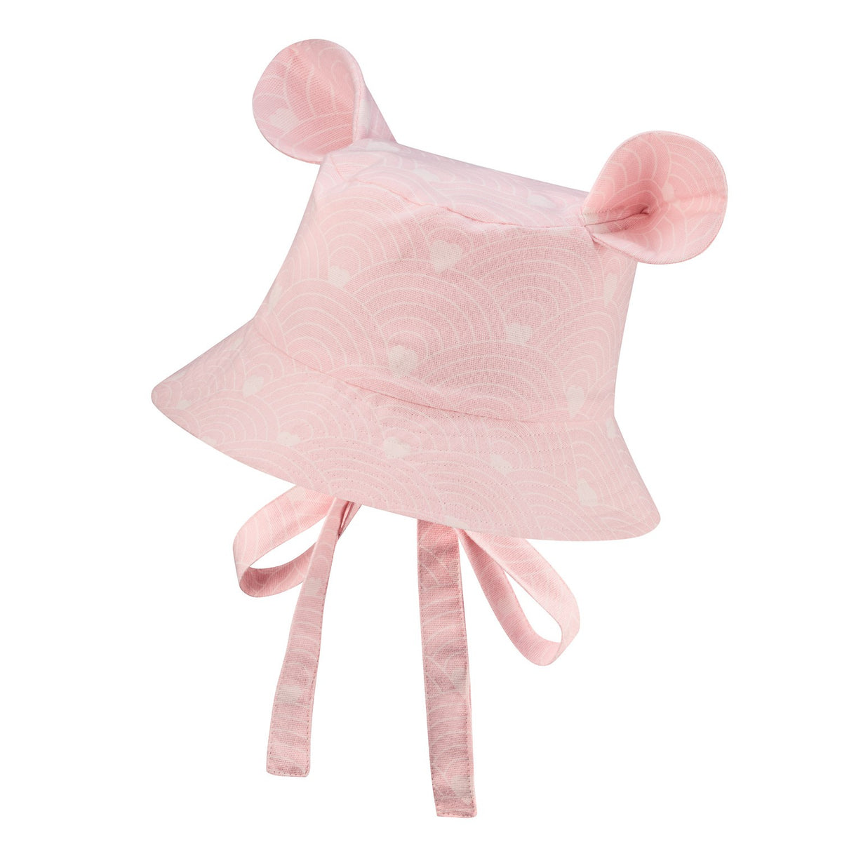Kindermütze mit Ohren – Wellen auf Rosa – Produktbild 1
